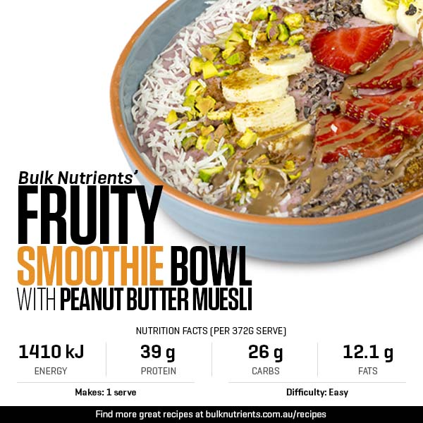 Fruity Smoothie Bowl With Peanut Butter Muesli