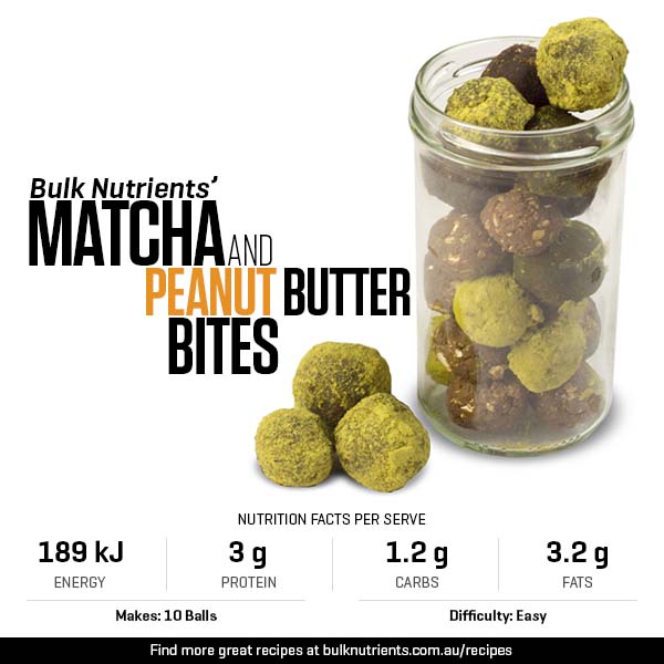 Matcha and Peanut Butter Bites