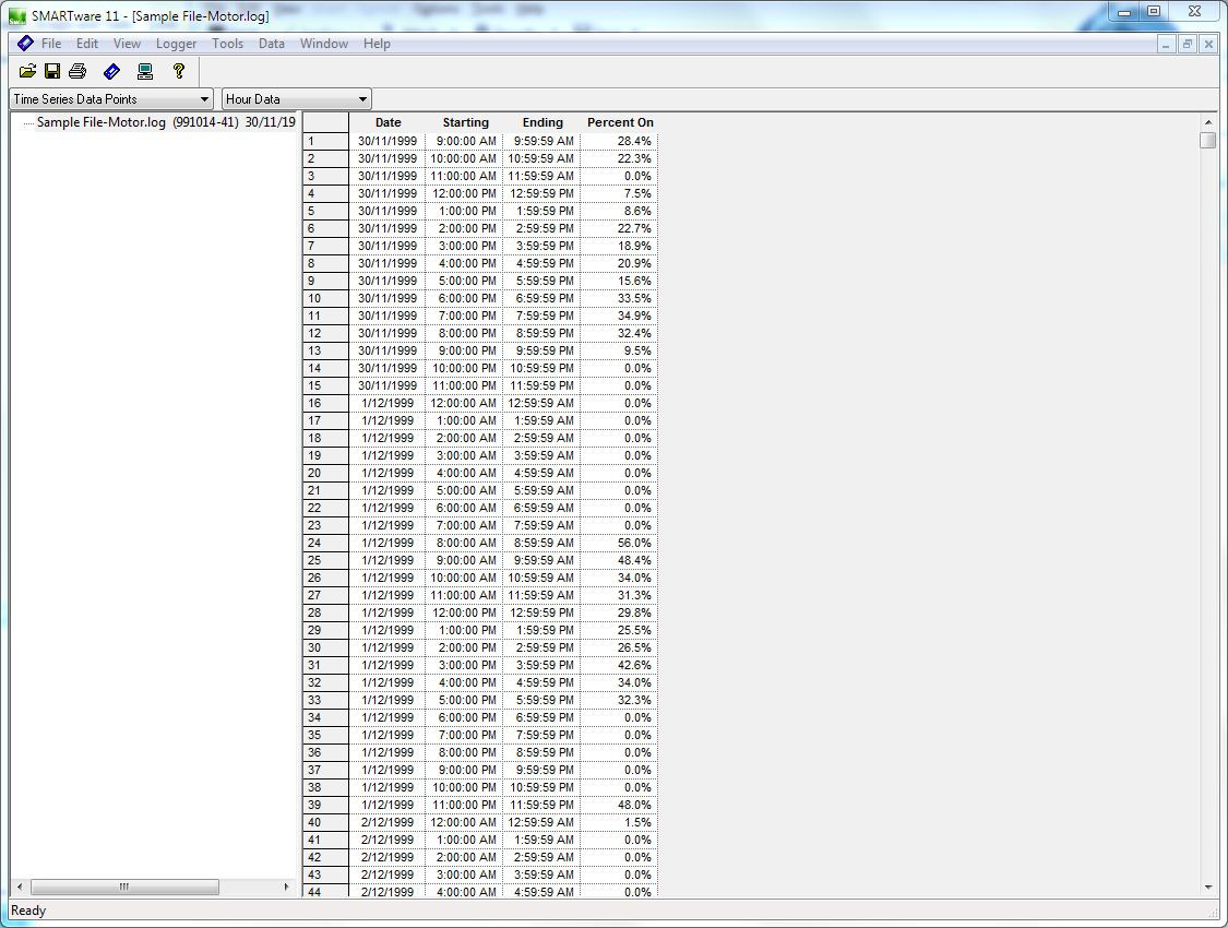 Dent Instruments SMARTlogger Time of Use transition data.