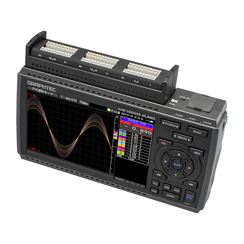 Graphtec GL860 + B-563SL-30 data logger - side.