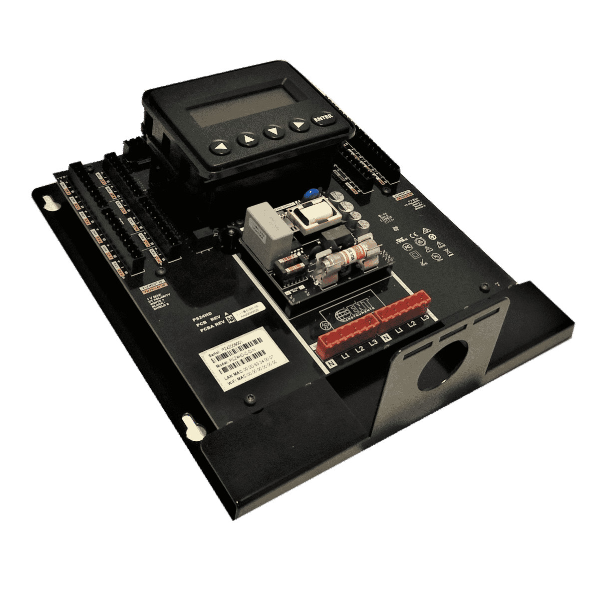 PowerScout 24 HD Power Submeter with Mounting Plate and Display. Front view.