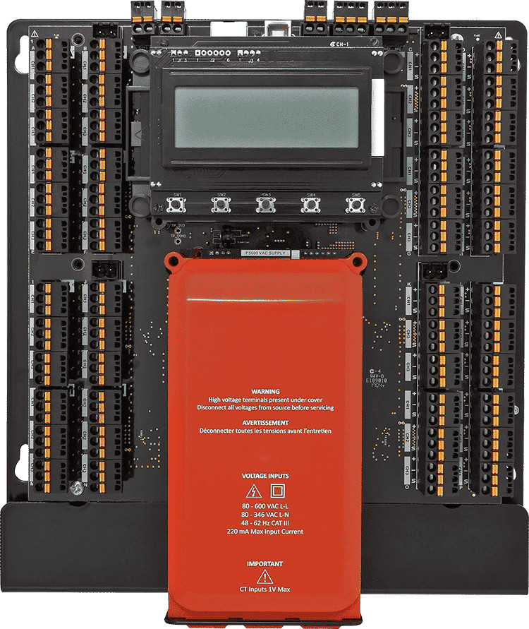 PowerScout 48 HD Power Submeter with Mounting Plate and Display. Front view.
