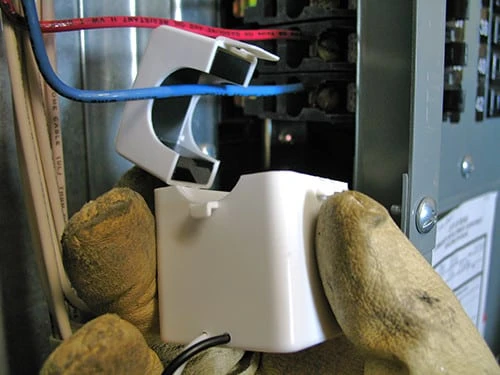 Dent Instruments 20 Amp Mini Current Transformer, ready to clip.