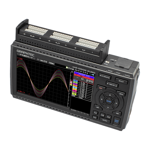 Graphtec GL860 + B-563SL-30 data logger - side.