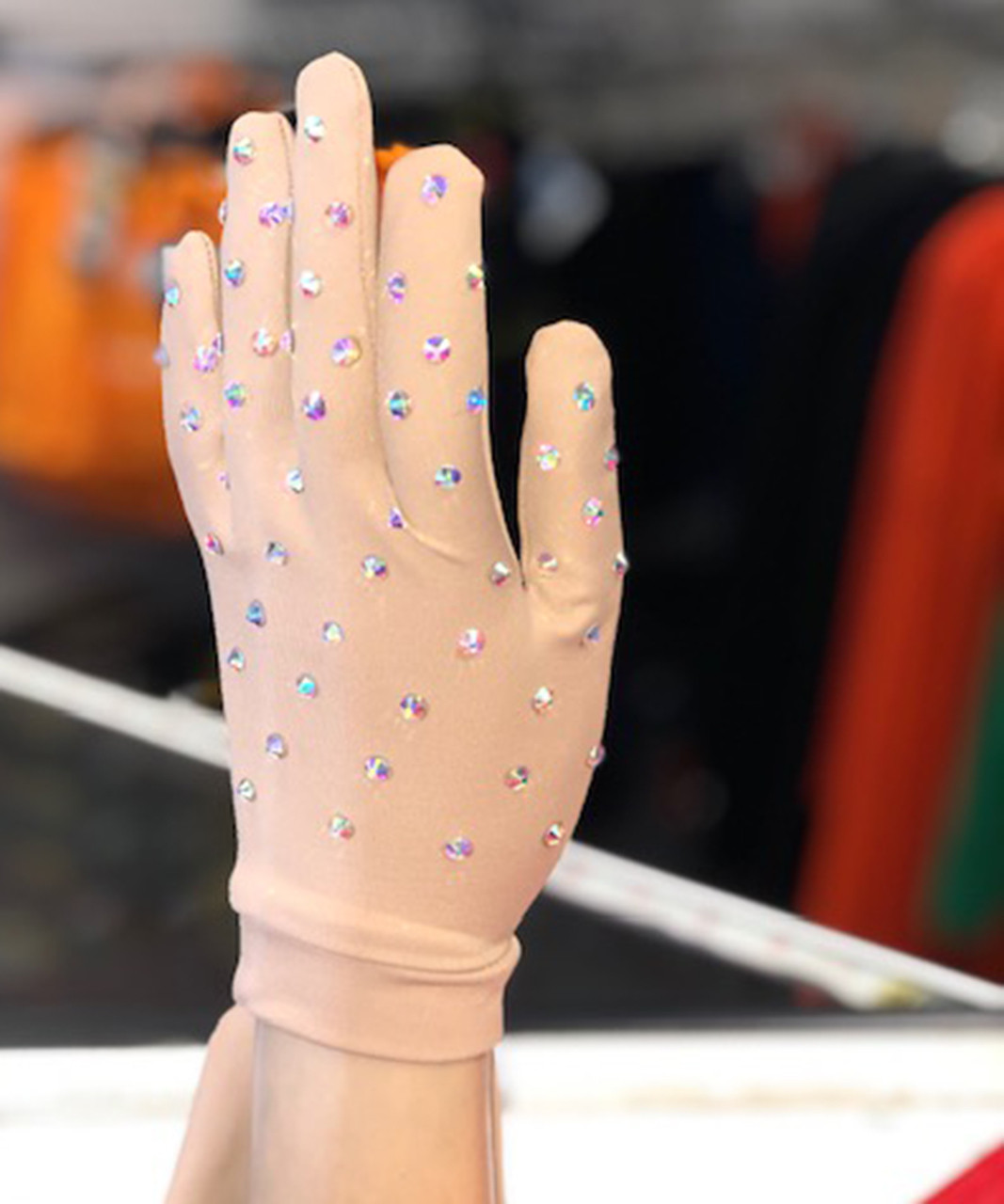 Swarovski Crystal Tan Gloves - USA Skates, Inc.
