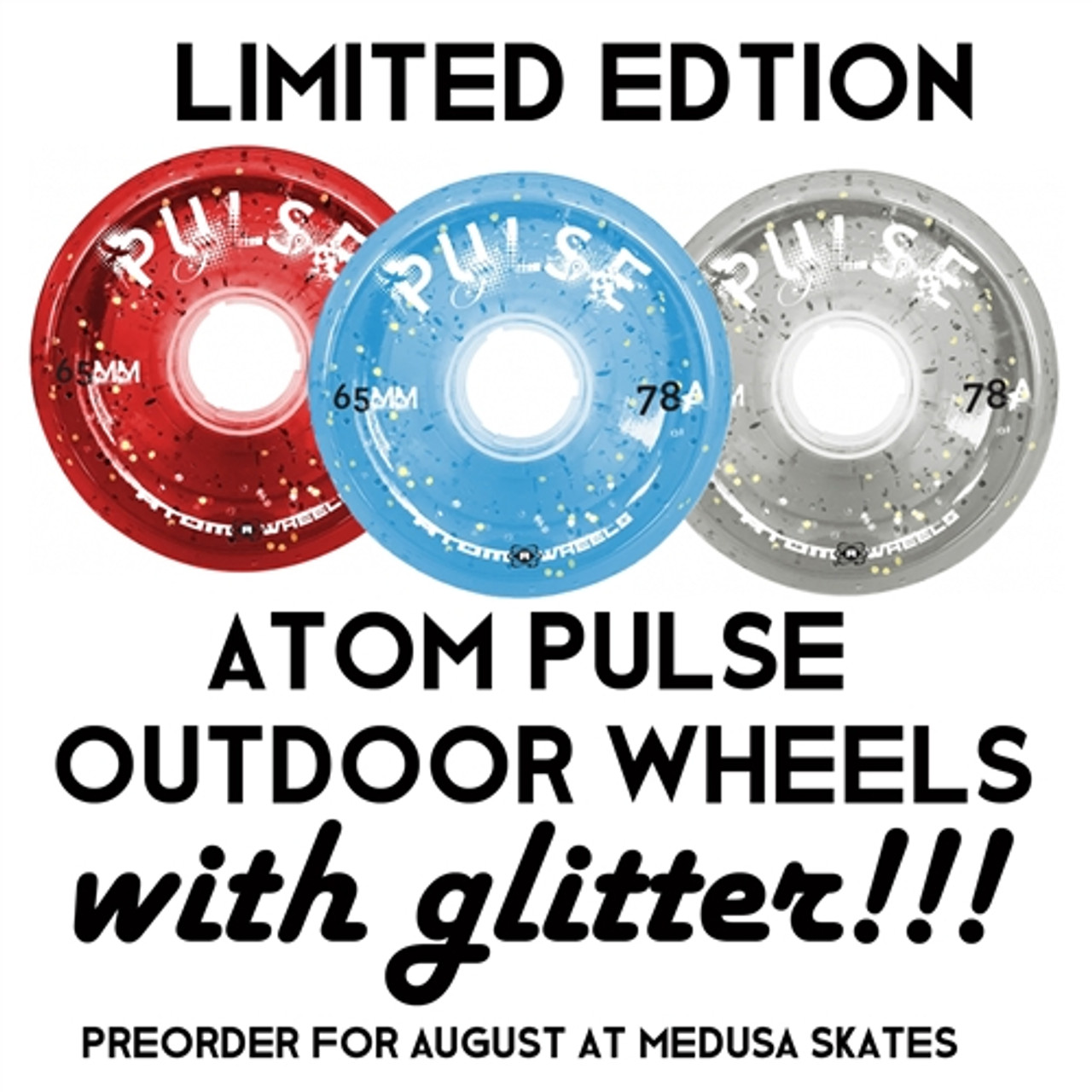 Atom Pulse Glitter Outdoor Quad Wheel Clear