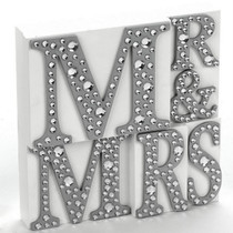 Mr. And Mrs. Plaque With Jewels White