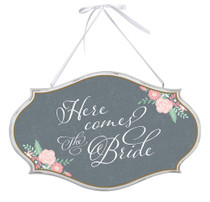 Here Comes The Bride Oval Wooden Sign