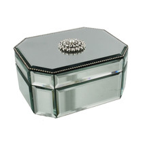 Sophia Octagonal Mirror Glass Jewellery Box With Crystals