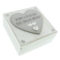 Love Story MDF Square Keepsake Box 'Love And Cherish'