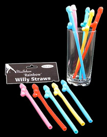 Pack of 10 Rainbow Willy Straws