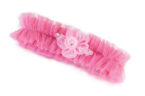 Tulle Garter With Flower Pink