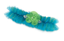 Blue Green Tulle Garter