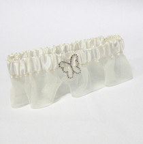 Butterfly Satin Garter - Ivory