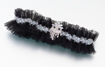 Rhinestone Tulle Garter Black