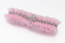 Rhinestone Tulle Garter Blush