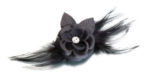 Flower And Feather Clip Pin Black