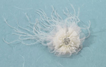 Marabou Feather Hair Clip Ivory