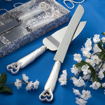 Interlocking Hearts Design Cake Knife Server Set