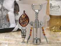 Murano Art Deco Collection Wine Opener & Wine Stopper Set