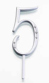 Silver Rhinestone Monogram Number 5