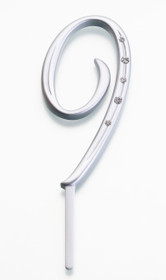 Silver Rhinestone Monogram Number 9