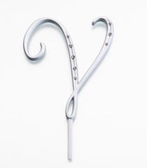 Silver Rhinestone Monogram Large Letter V