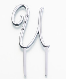 Silver Rhinestone Monogram Small Letter U