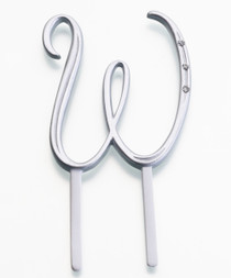 Silver Rhinestone Monogram Small Letter W
