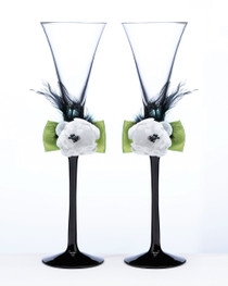 Green Black Toasting Flutes