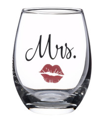 Mrs. Wine Glass With Red Lips