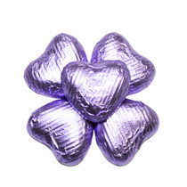 100 Solid Milk Chocolate Hearts in Violet Lilac