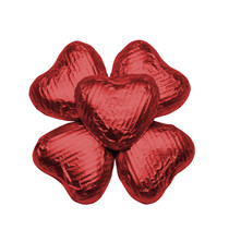 100 Solid Milk Chocolate Hearts in Red