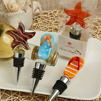 Set Of 4 Flip Flop And Star Fish Murano Glass Bottle Stoppers