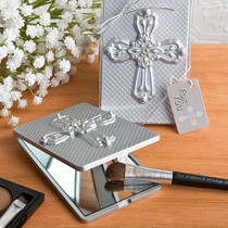 Compact Mirror With Ornate Cross