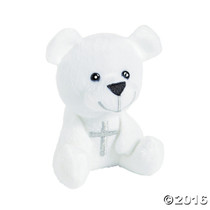 Plush White Bear With Cross