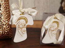 Unique Hanging Cross Ornament With Ivory Ribbon