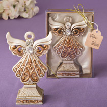Antique Ivory Angel Statue With A Matte Gold Filigree Detailing From White Dream