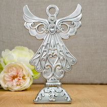 Stunning Angel Statue in Silver Poly Resin From White Dream