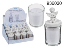 Candle Votive With Polyresin Angel Lid