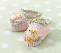Pink Owl Booties 0-6 Months
