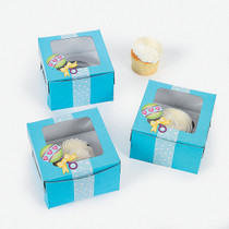 12 x Blue Baby Shower Single Cupcake Boxes