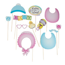 12 x Paper Baby Shower Photo Stick Props