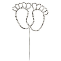 Clear Diamante Baby Feet Cake Pick
