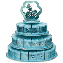 3 Tiers Cake Stand With 48 Cake Slice Boxes Blue
