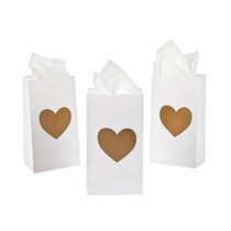 24 x Paper Mini Gold Heart Treat Bags
