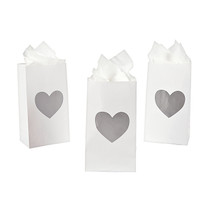 24 x Mini Silver Heart Treat Bags