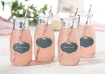 Set of 24 Black Pink Drink Cling Labels