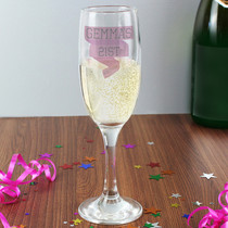 Personalised Pink Banner Glass Flute