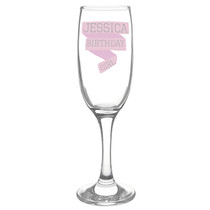 Personalised Pink Banner Glass Flute